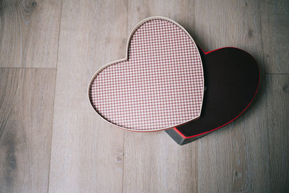 Download Striped Heart Box on a Wooden Surface - Wooden surface Collection