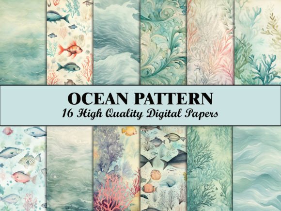 Download Sea Scrapbook Paper Blue Ocean Pattern - Scrapbook Collection
