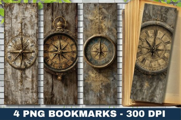 Download Antique Compass Wooden Surface Bookmark - Wooden surface Collection