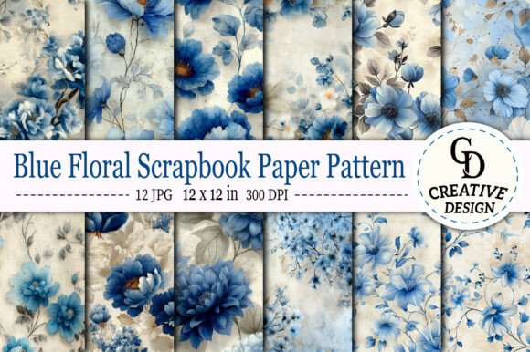 Download Blue Floral Scrapbook Paper Pattern - Scrapbook Collection