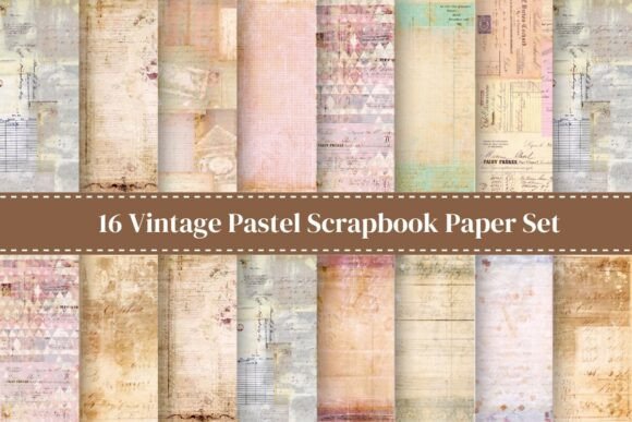 Download Vintage Pastel Scrapbook Paper Set - Scrapbook Collection
