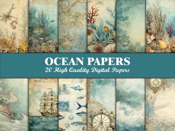 Download Sea Scrapbook Paper Blue Ocean Pattern - Scrapbook Collection