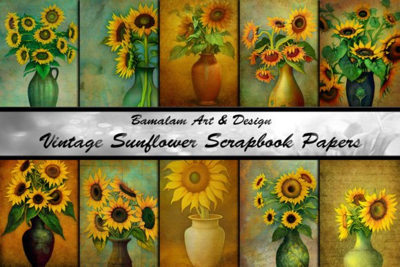 Download Vintage Sunflower Scrapbook Papers - Scrapbook Collection