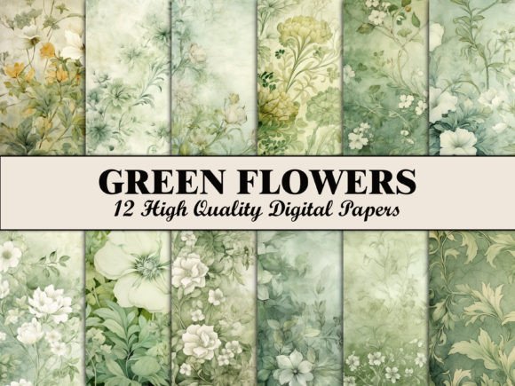 Download Green Botanical Flower Scrapbook Paper - Scrapbook Collection