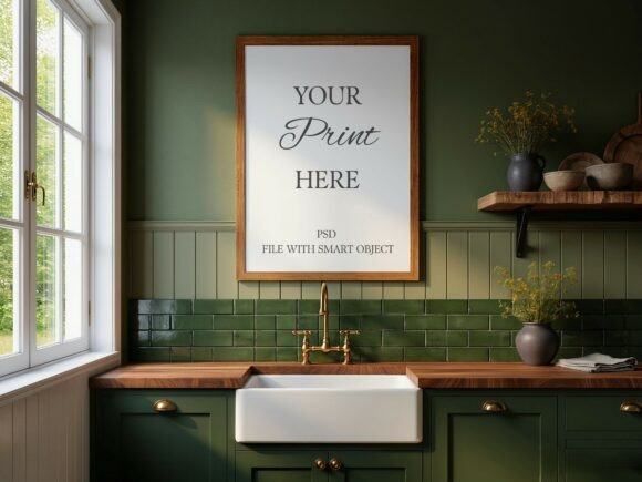 Download Green Kitchen Sink Poster Frame Mockup - Premium Bundle