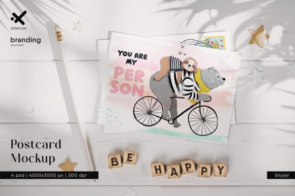 Download Postcard on White Wooden Surface Mockup - Wooden surface Collection