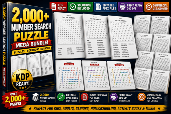 Download Ultimate Number Search Puzzle Bundle KDP - Premium Resources