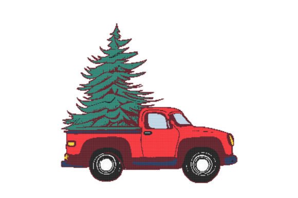 Download Christmas Truck with Tree Cross Stitch - Premium Bundle